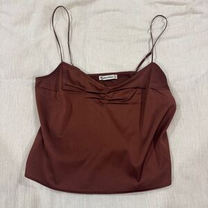 Abercrombie & Fitch Silk Spaghetti Strap Top Brown